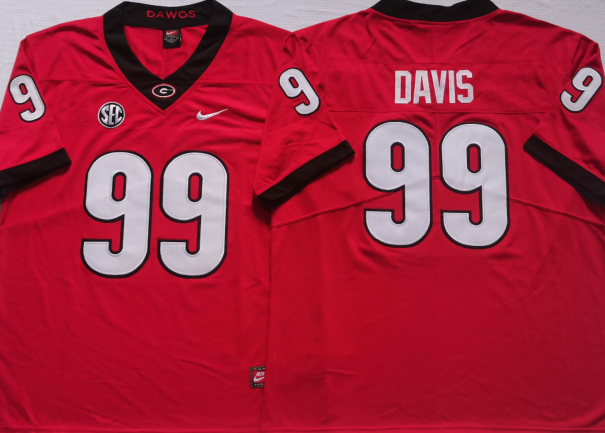 Men's Georgia Bulldogs Jordan Davis #99 Red Jersey